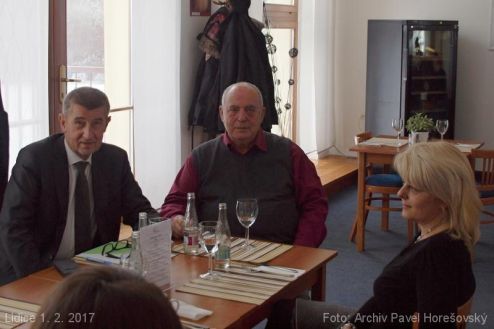 Andrej Babiš v restauraci Lidická galerie