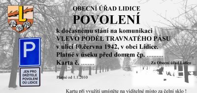 Vzor parkovací karty - líc